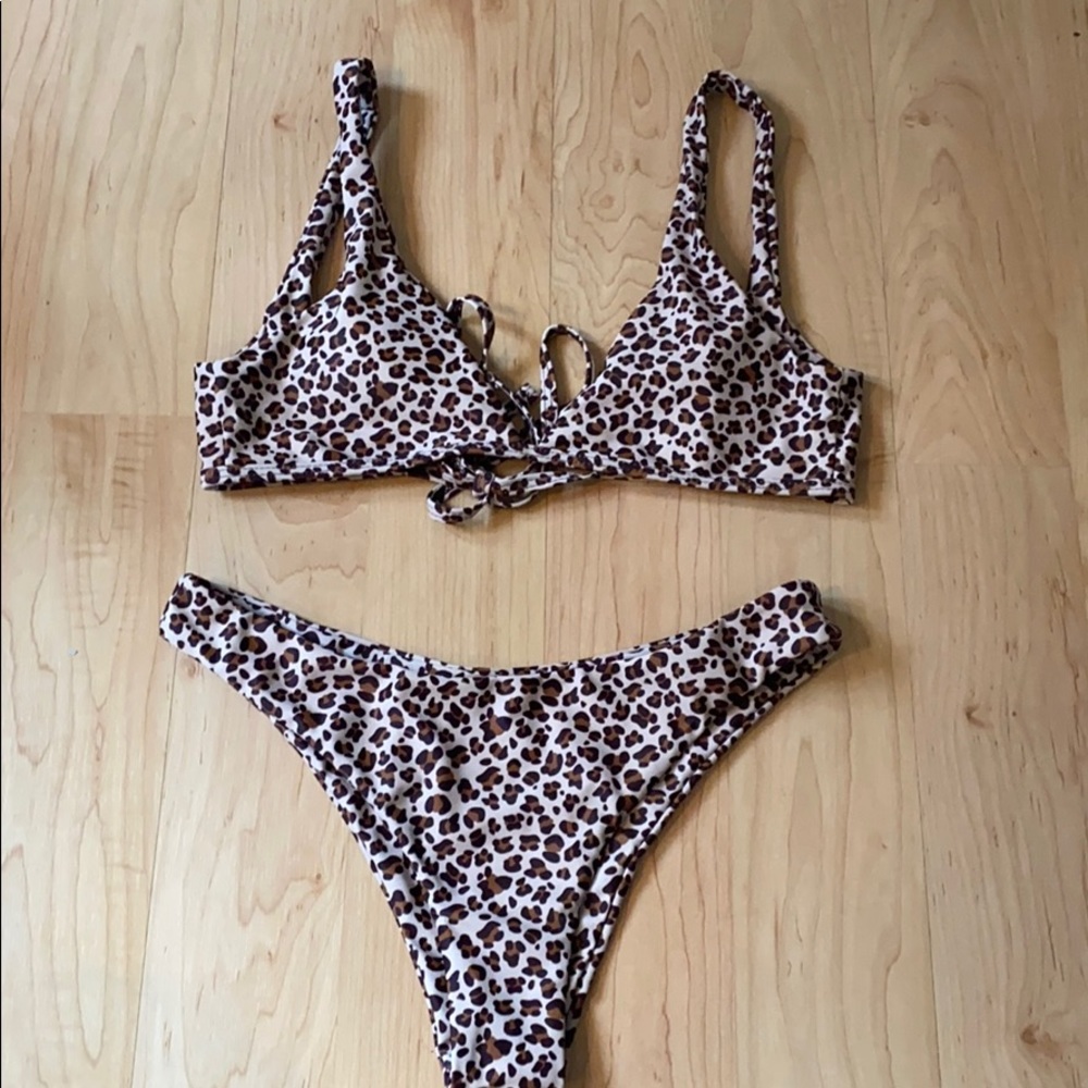cheetah print bikini set